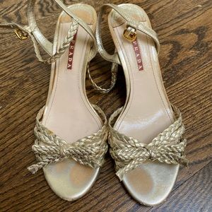 Prada gold espadrilles, size 37.